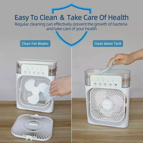 3 em 1 novo ventilador ar condicionado doméstico pequeno refrigerador de ar led night light portátil