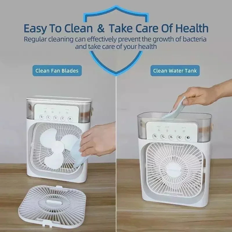 3 em 1 novo ventilador ar condicionado doméstico pequeno refrigerador de ar led night light portátil