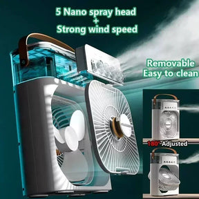 3 em 1 novo ventilador ar condicionado doméstico pequeno refrigerador de ar led night light portátil