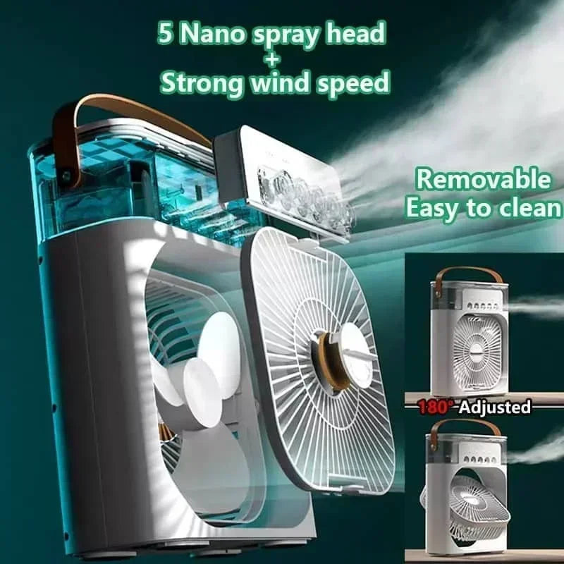 3 em 1 novo ventilador ar condicionado doméstico pequeno refrigerador de ar led night light portátil